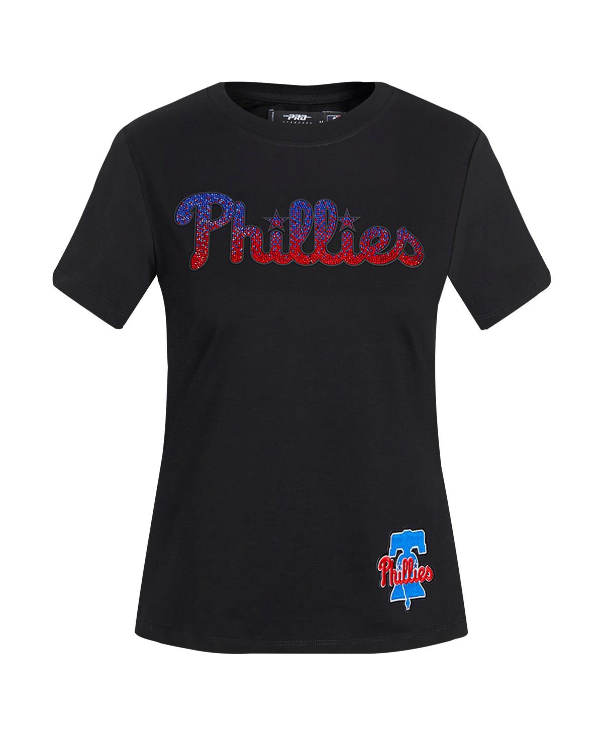 Pro Standard Women'sPhiladelphia Phillies Rhinestone Slim Fit T-Shirt - Black