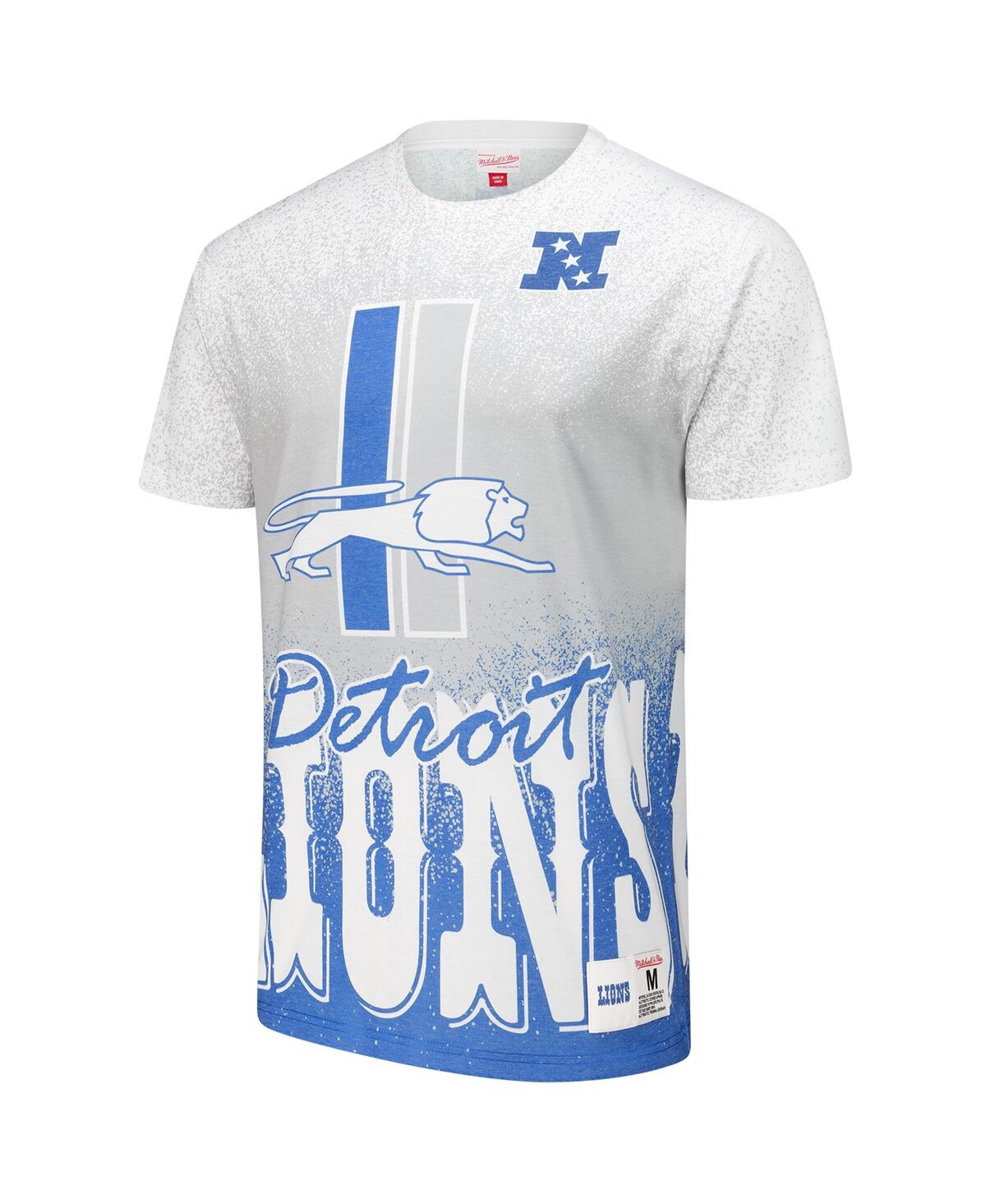 Mitchell & Ness Men'sDetroit Lions Team Burst Vintage Logo T-Shirt - White