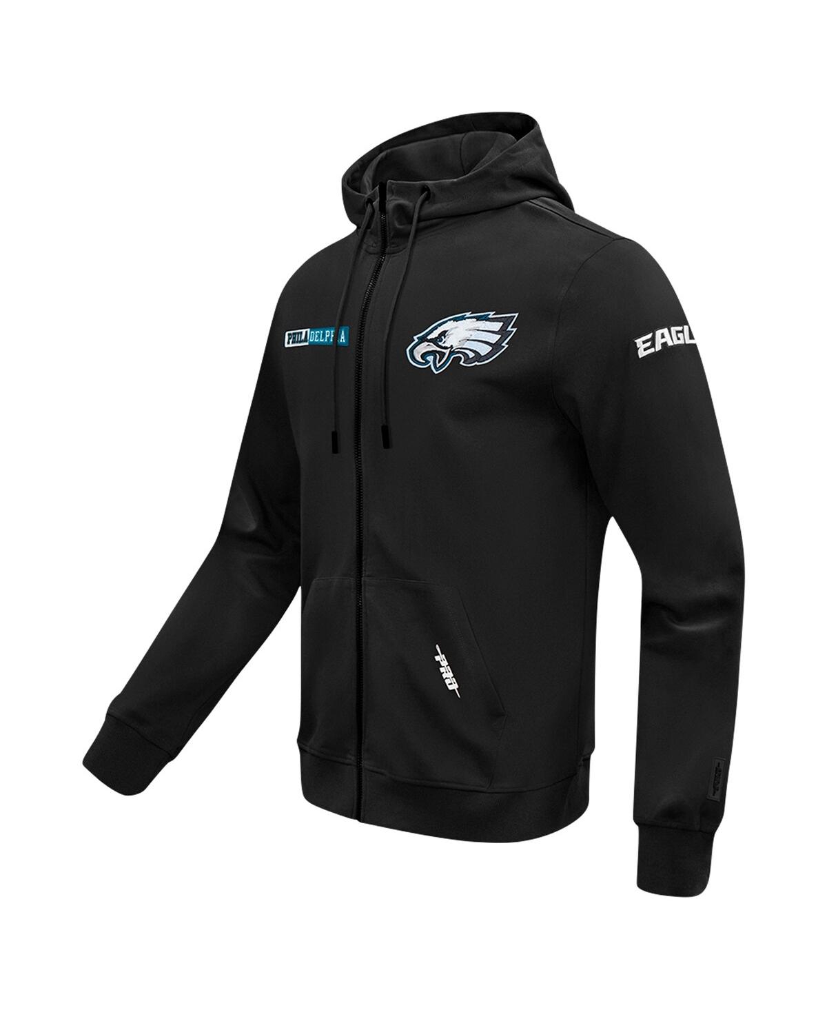 Pro Standard Men'sPhiladelphia Eagles Split Logo Double Knit Full-Zip Hoodie - Black
