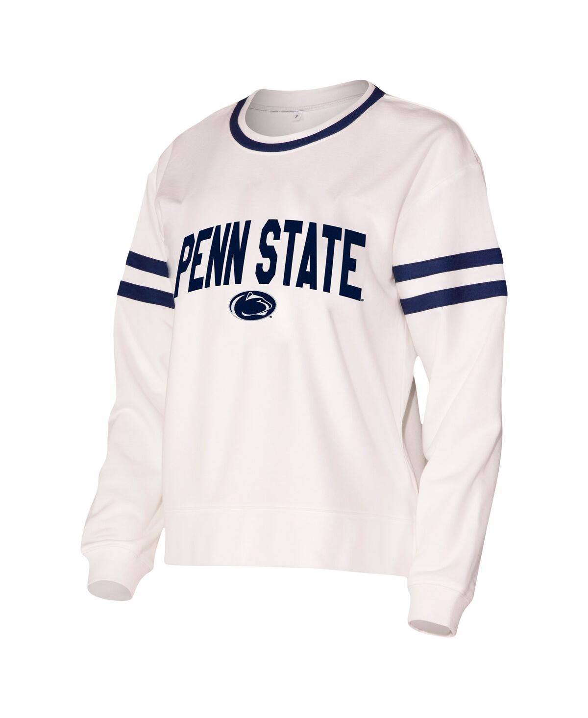 Concepts Sport Women'sPenn State Nittany Lions Borough French Terry Arch Over Long Sleeve T-Shirt - White