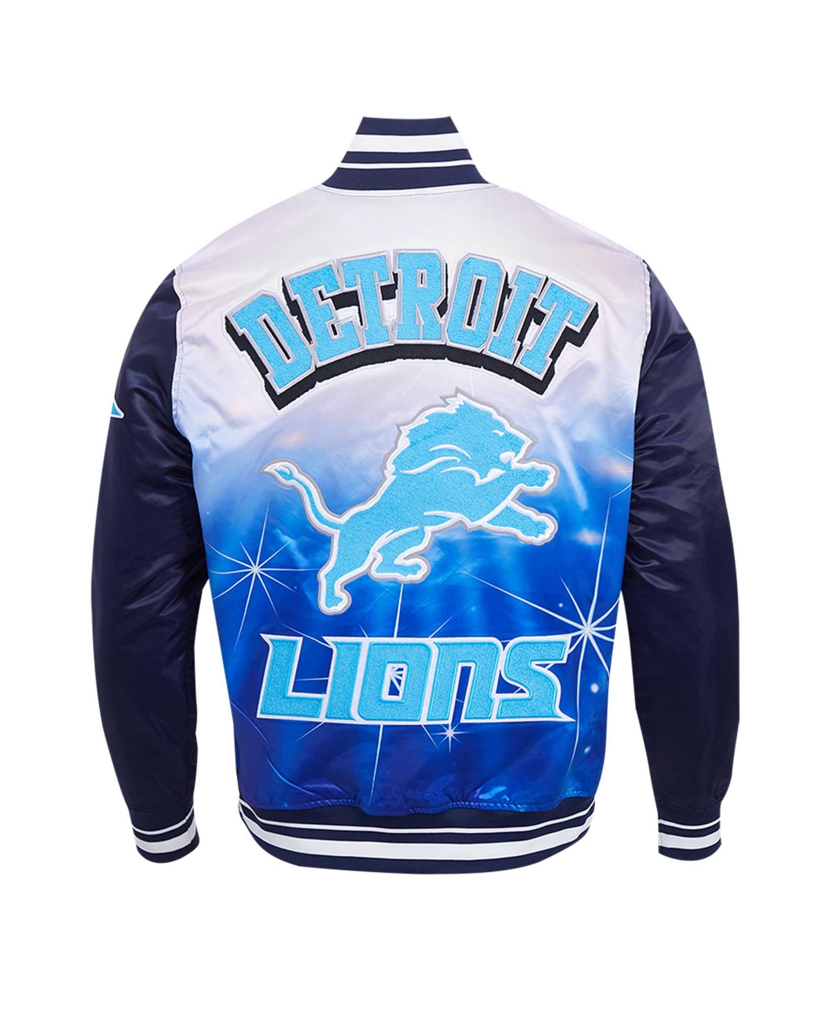 Pro Standard Men'sDetroit Lions Sublimated Satin Full-Snap Jacket - Navy