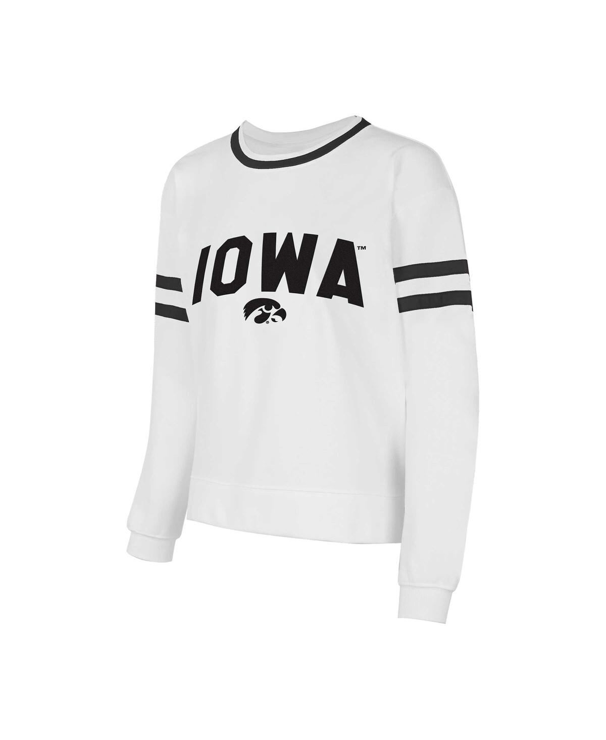 Concepts Sport Women's White Iowa Hawkeyes Borough French Terry Arch Over Long Sleeve T-shirt In White
