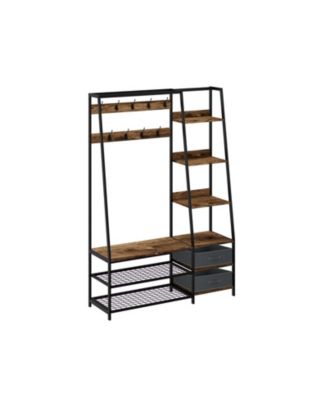 6-in-1 Freestanding Hall Tree Coat Rack with Bench and Fabric Dressers