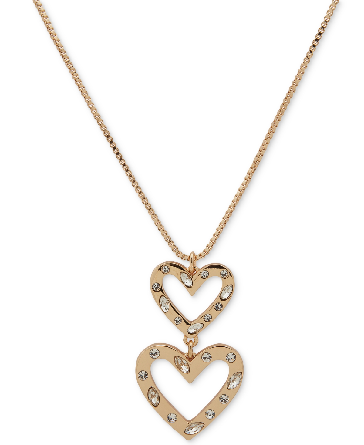 Karl Lagerfeld Paris Gold-Tone Mixed Crystal Double Red Heart 36