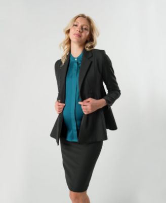 Maternity Short Sleeve Satin Shell Top with Concealed Nursing Zip