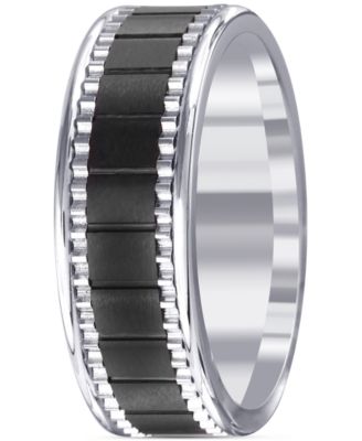 Men's Black Ceramic & Stainless Steel Band 