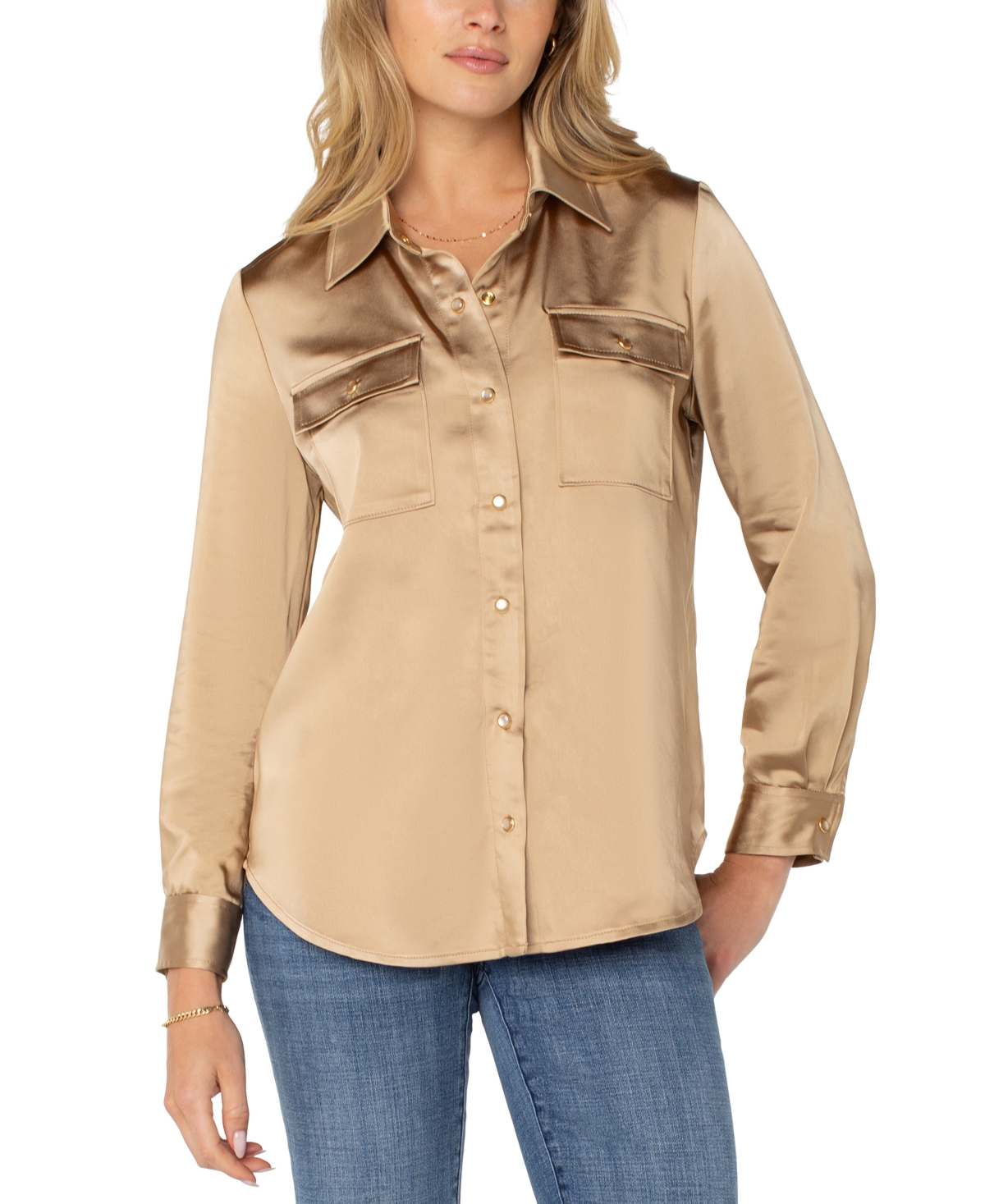Women's Longline Shacket - Gold Coin
