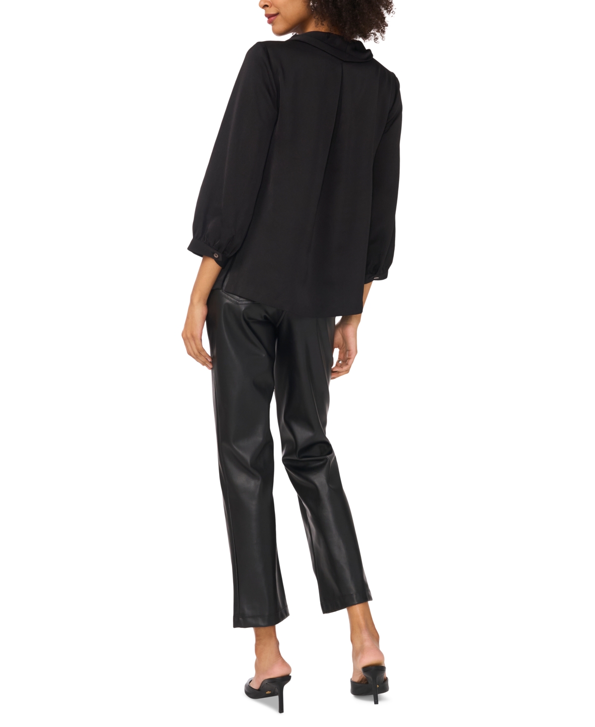 VINCE CAMUTO WOMEN'S SATIN COWLNECK 3/4-SLEEVE TOP 