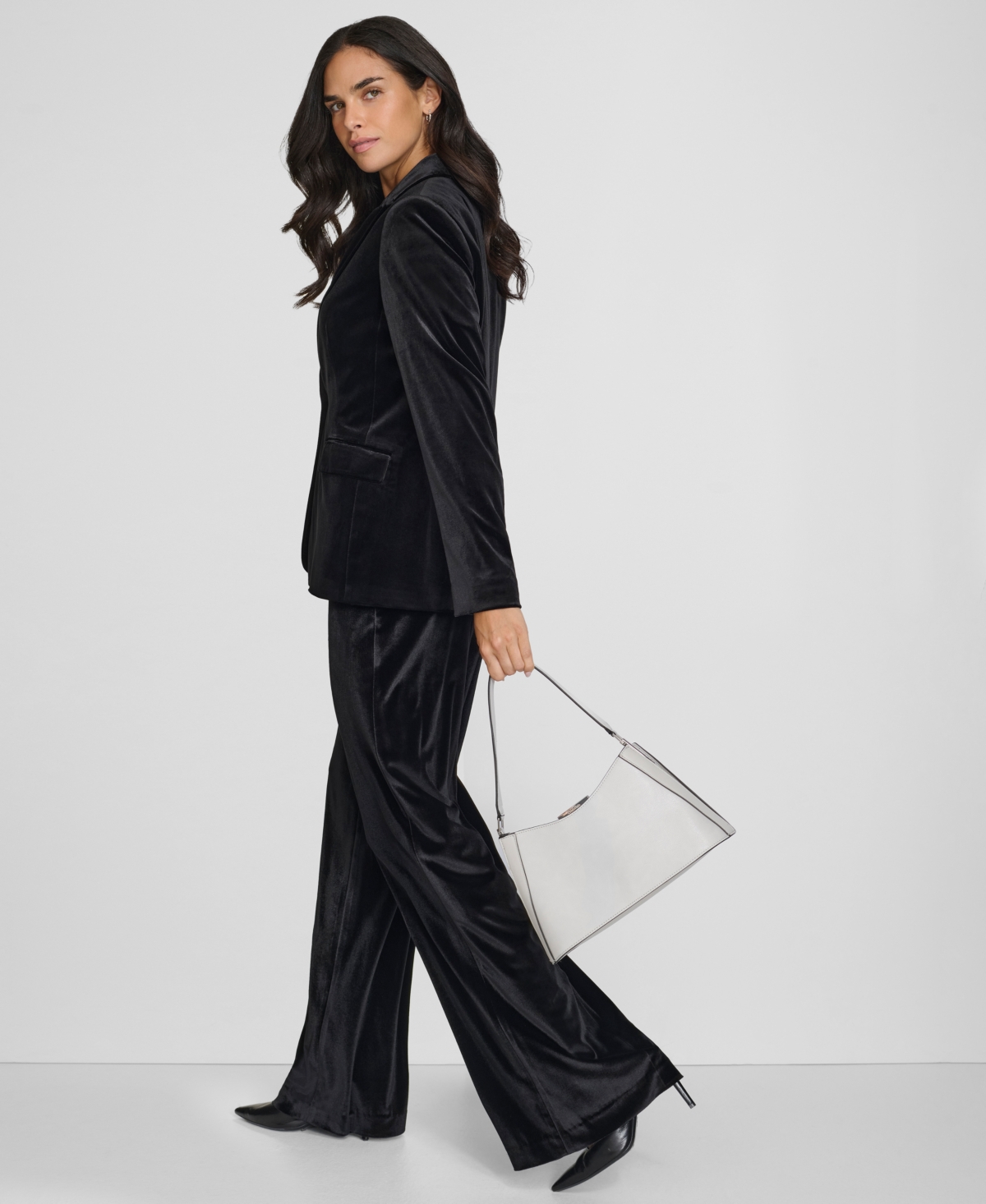 Calvin Klein Women's One-Button Velvet Blazer
