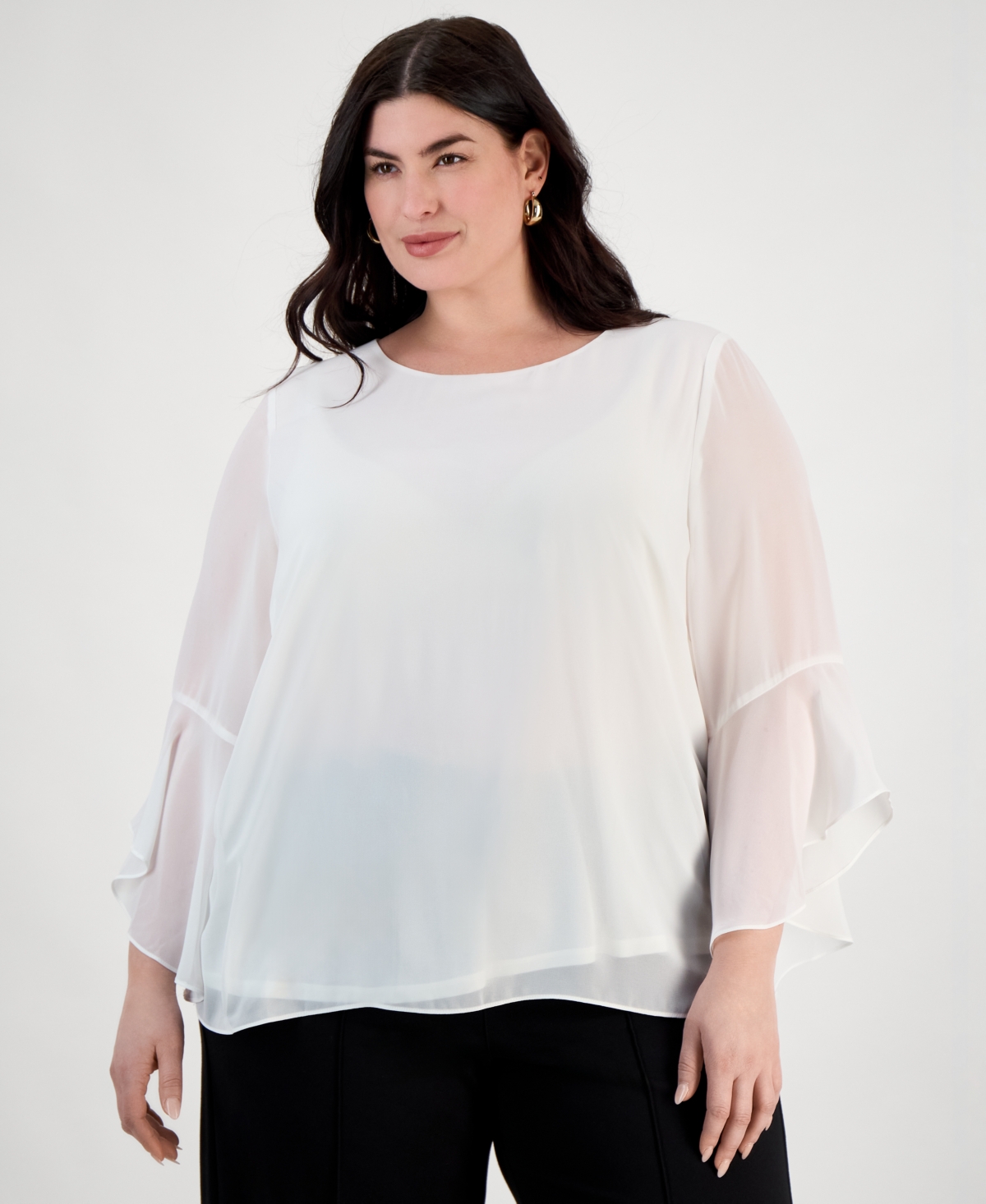 Plus Size Ruffle-Sleeve Blouse - Vanilla Ice