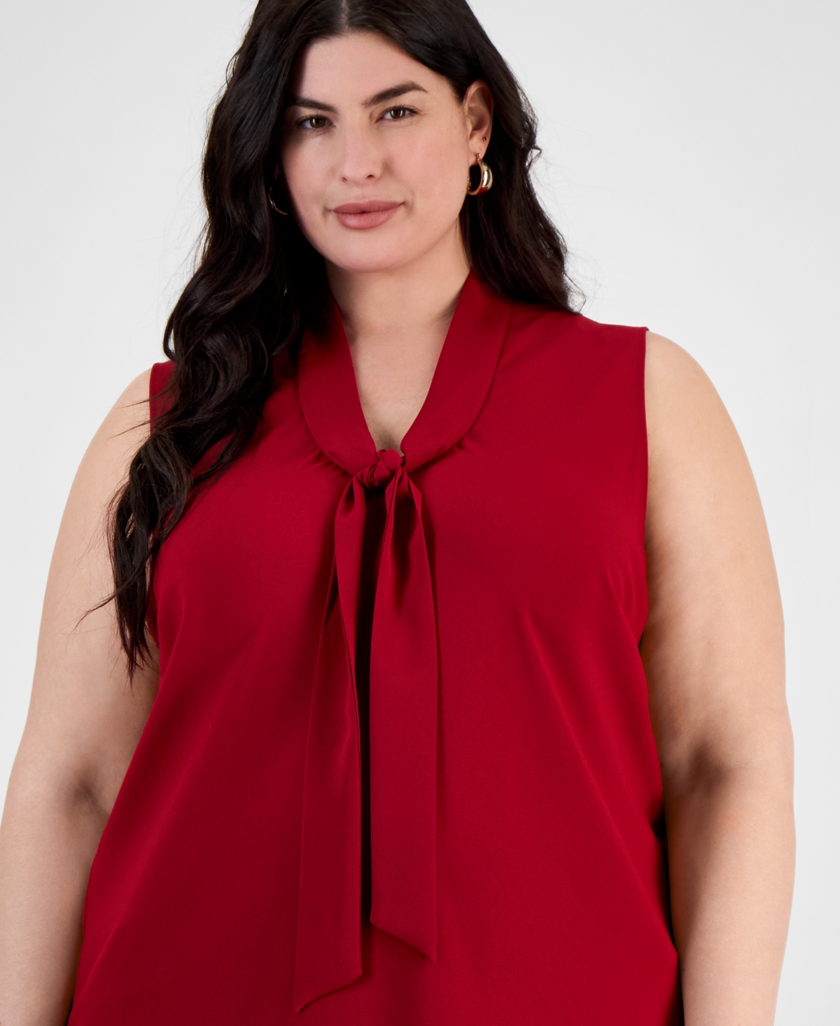 Kasper Tie Front Sleeveless Top In Fire Red