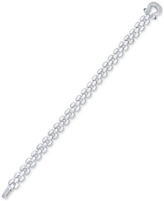 Diamond Horseshoe Clasp Panther Link Chain Bracelet (1/5 ct. t.w.) in Sterling Silver