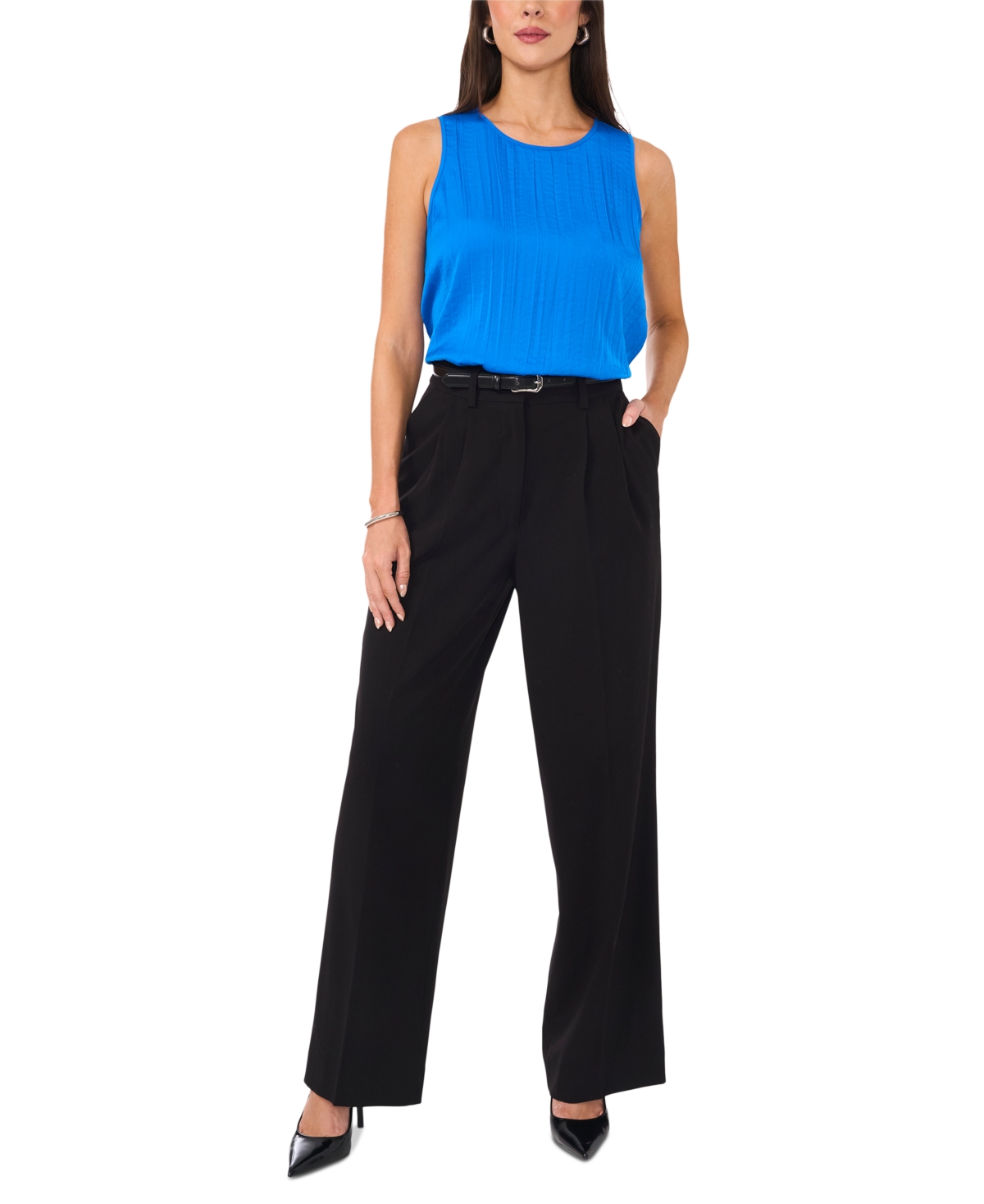 VINCE CAMUTO WOMEN'S PLEATED SLEEVELESS TOP 