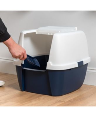 Jumbo Hooded Cat Litter Box with Scoop, Navy