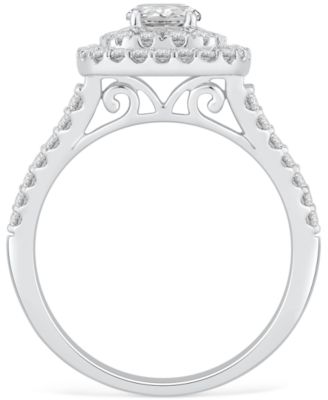 GIA Certified Diamond Double Halo Engagement Ring (1-1/4 ct. t.w.) in 14k White Gold