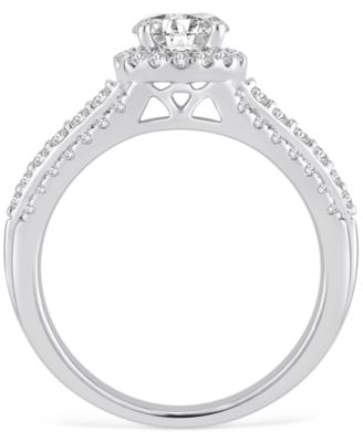 GIA Certified Diamond Halo Engagement Ring (1-1/3 ct. t.w.) in 14k White Gold