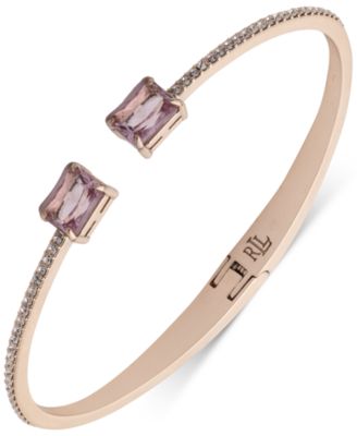 Lauren Ralph Lauren Gold-Tone Square Stone Bangle Bracelet