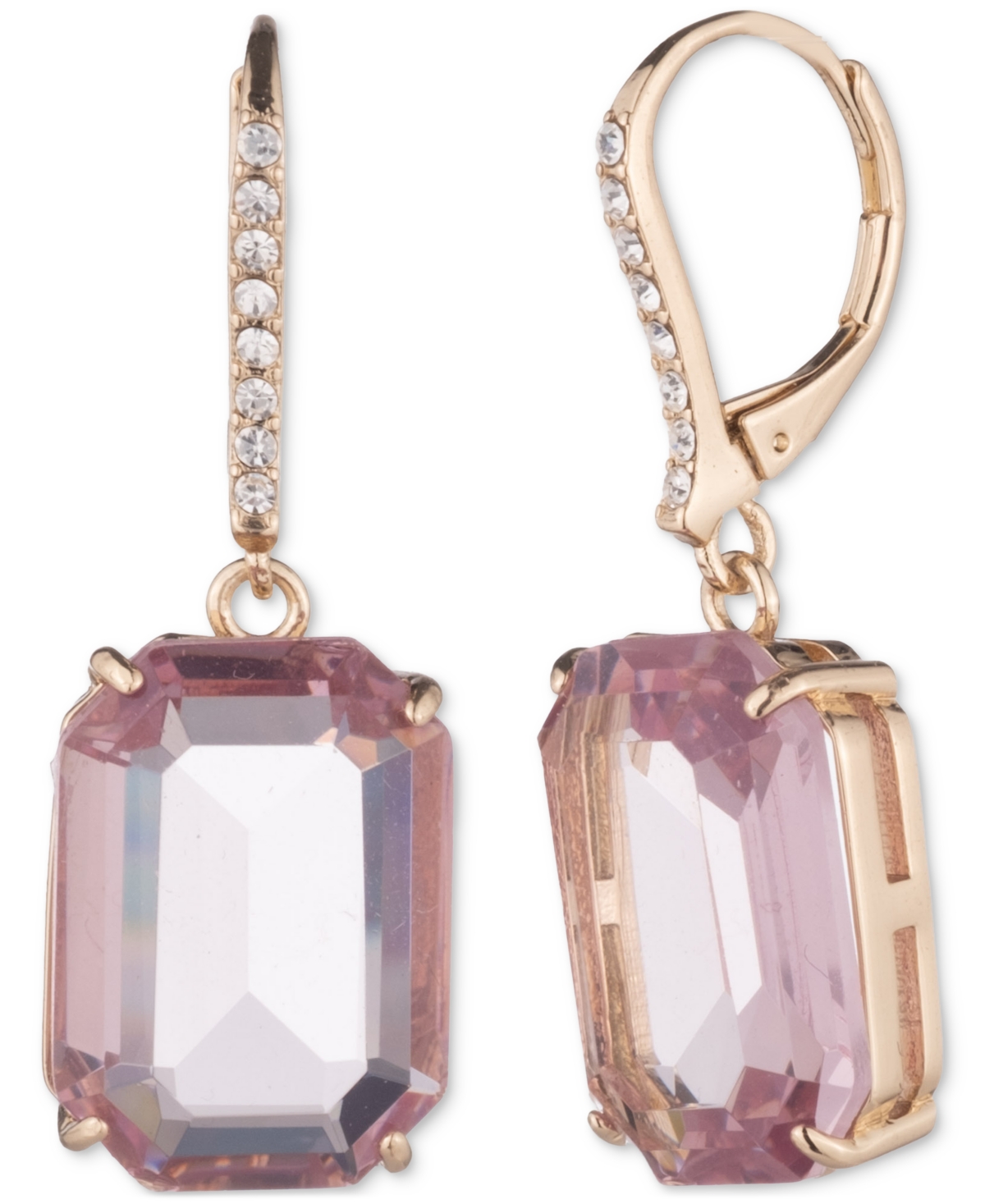 Ralph Lauren Gold-tone Octagon Stone Leverback Drop Earrings In Lt Amy