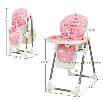 Folding Baby High Dining Chair with 6-Level Height Adjustment