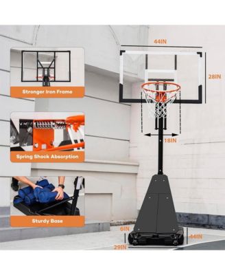 44 Inch Shatterproof Backboard Portable Basketball Hoop, 8-10FT Height Adjustable