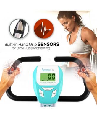 Folding Digital Exercise Bike with Pulse Monitor and Resistance Bands