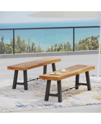 Acacia Wood Dining Bench–Indoor/Outdoor Bench for Living Room or Patio(2PK)