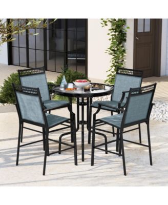 Outdoor Counter Stools Set of 2 Heavy-Duty Barstools with Footrest and Armrests