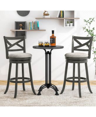 Swivel Bar Stools Set of 2 Bar Height Chairs with Hollow Back Soft-padded Seat