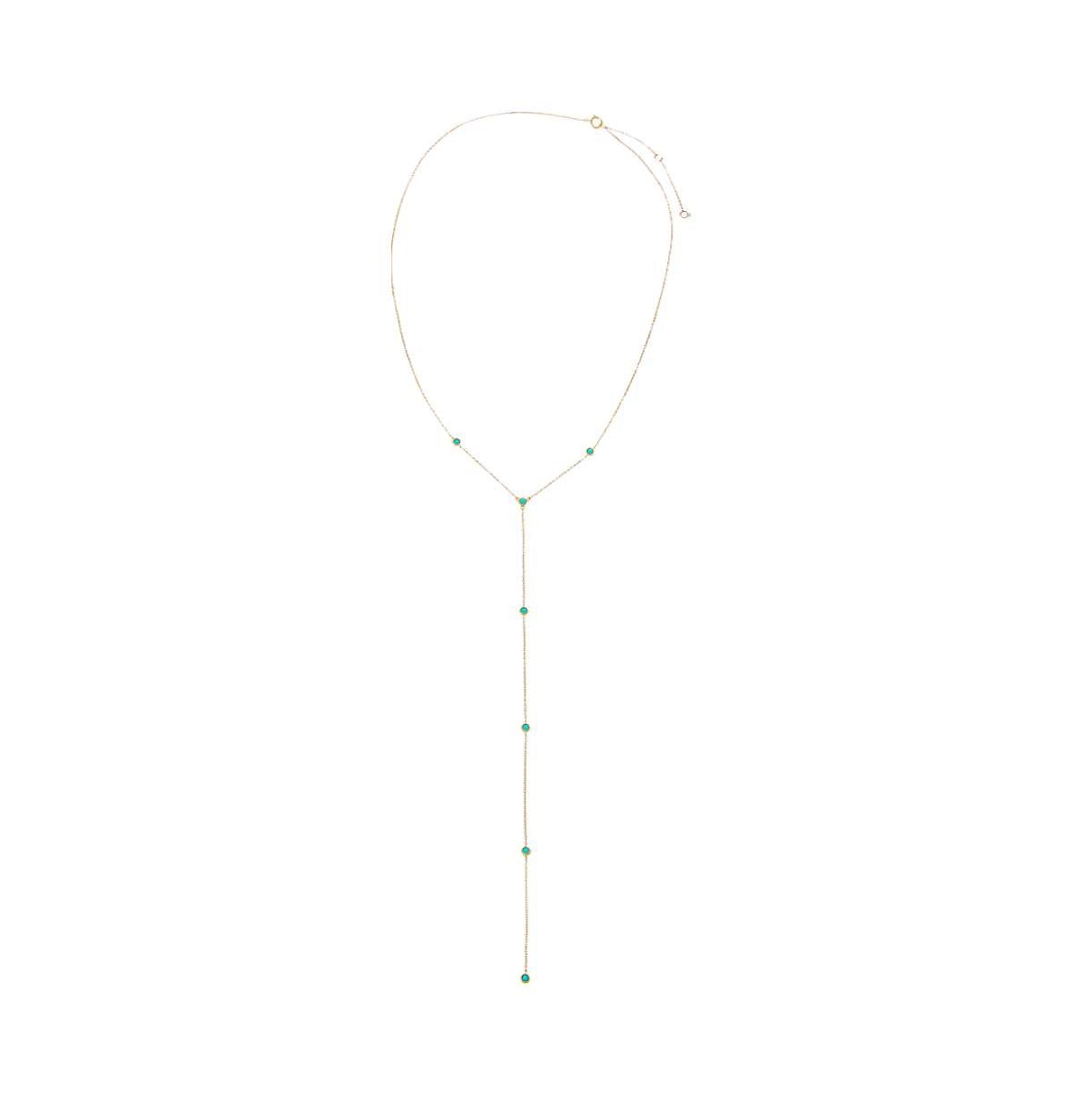 By Adina Eden Turquoise Embedded Lariat Necklace 14K - 14k gold