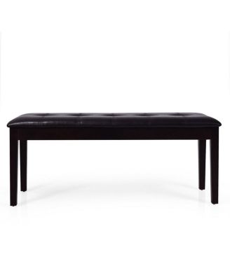 Upholstered PU Dining Room Bench Solid Wood Button Tufted Dining Room Bench