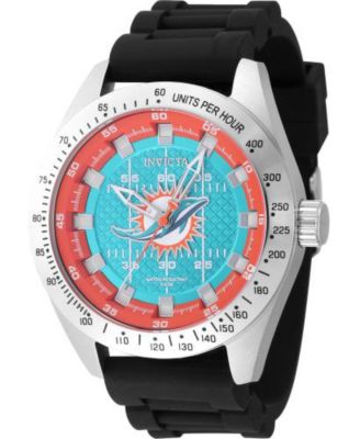Men's 47861 NFL Miami Dolphins Quartz Multifunction Light Blue, Orange Dial Watch
