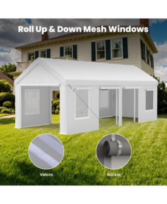 Carport Heavy Duty, 13x25ft Portable Carport with Reinforced Steel Poles, Upgraded Portable Garage with Doors & Window, Uv Resistant All-Season Waterproof Tarp, for Car, Truck, Boat,White