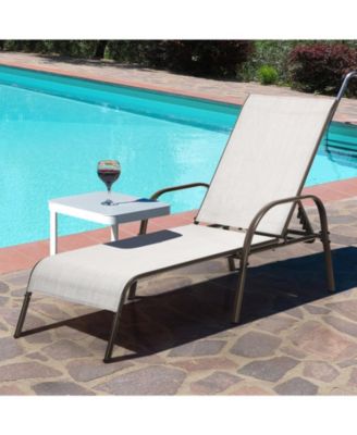 2 Pcs Outdoor Patio Lounge Chair Chaise Fabric with Adjustable Reclining Armrest