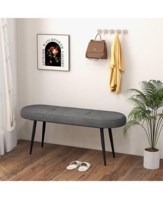 Upholstered Entryway Bench w/ Padded Seat & Heavy-duty Metal Frame