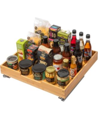 20 x 20 In Bamboo Wooden Pull Out Cabinet Organizer with Heavy Duty Metal Rails