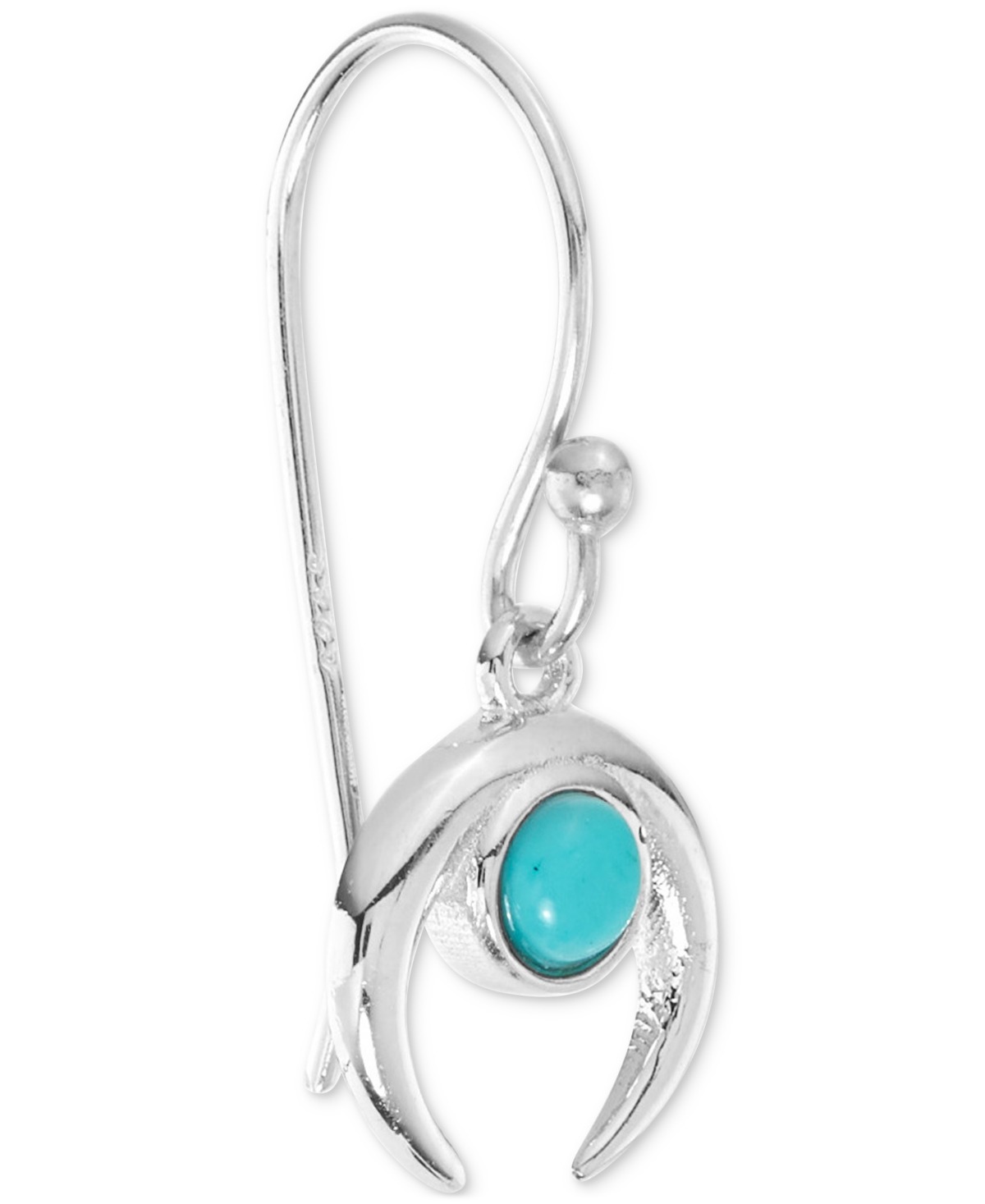 Macy's Simulated Turquoise Curved Horn Drop Earrings In Sterling Silver In Turquoise