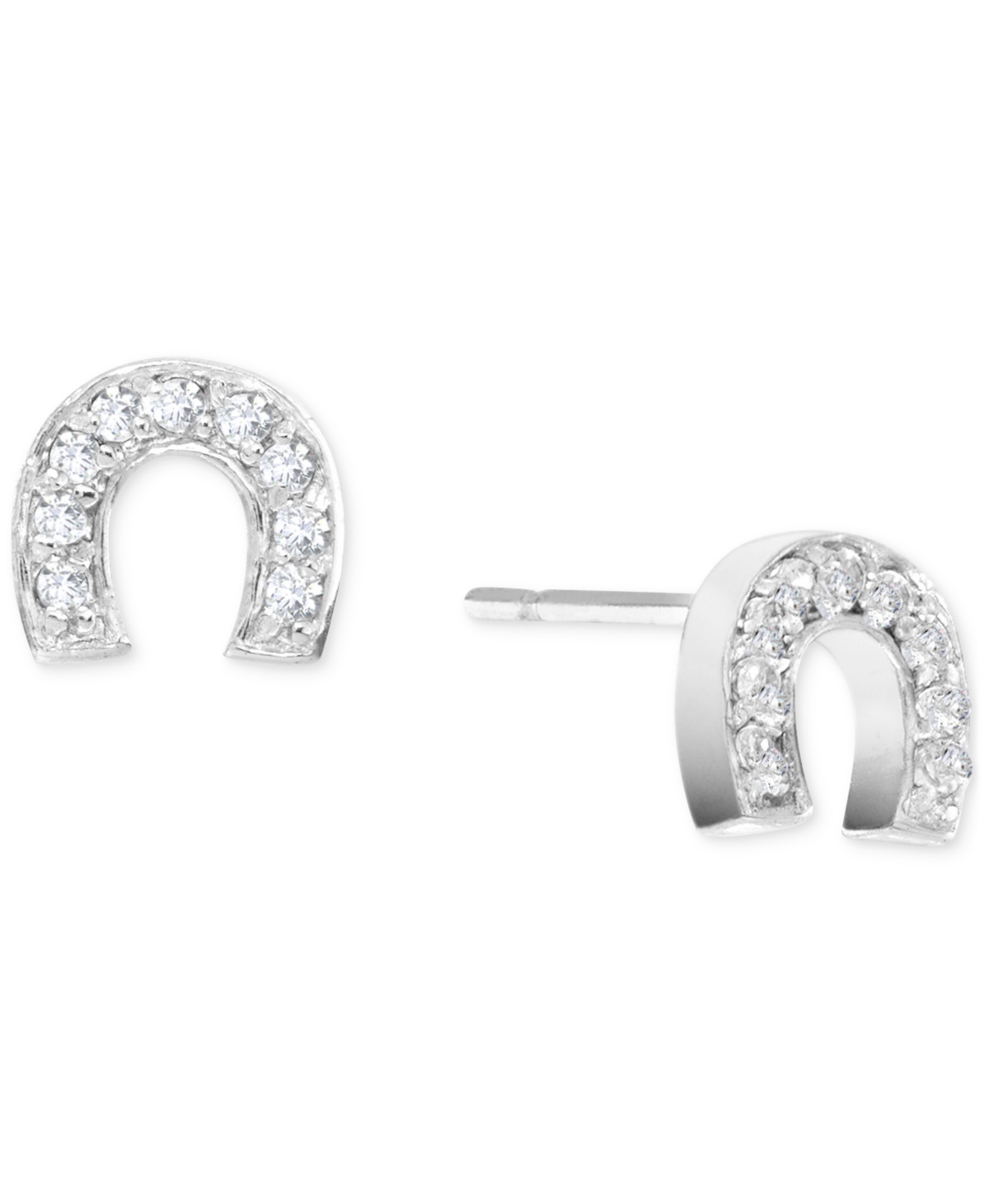 Macy's Cubic Zirconia Horseshoe Stud Earrings (1/3 Ct. T.w.) In Sterling Silver In Silver