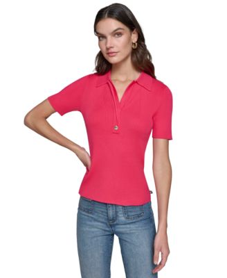 KARL LAGERFELD PARIS - Women's Johnny Collar Ribbed Sweater