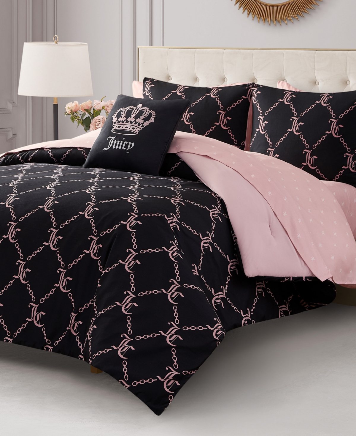 Juicy Couture Logo Link 8-pc. Comforter Set, Queen In Black