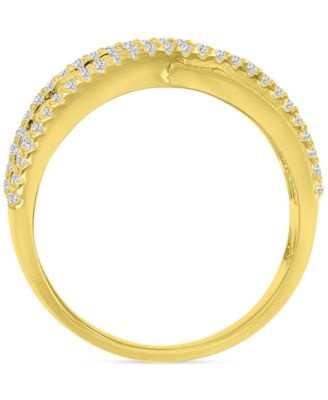 Simulated Emerald Nano & Cubic Zirconia Crossover Statement Ring in 14k Gold-Plated Sterling Silver (Available in Blue Spinel and Cubic Zirconia)