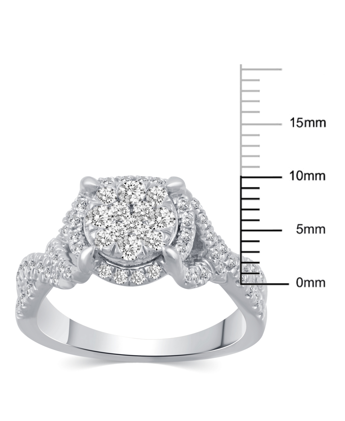 Macy's Diamond Cluster Engagement Ring (3/4 Ct. T.w) In 14k White Gold In White Gold