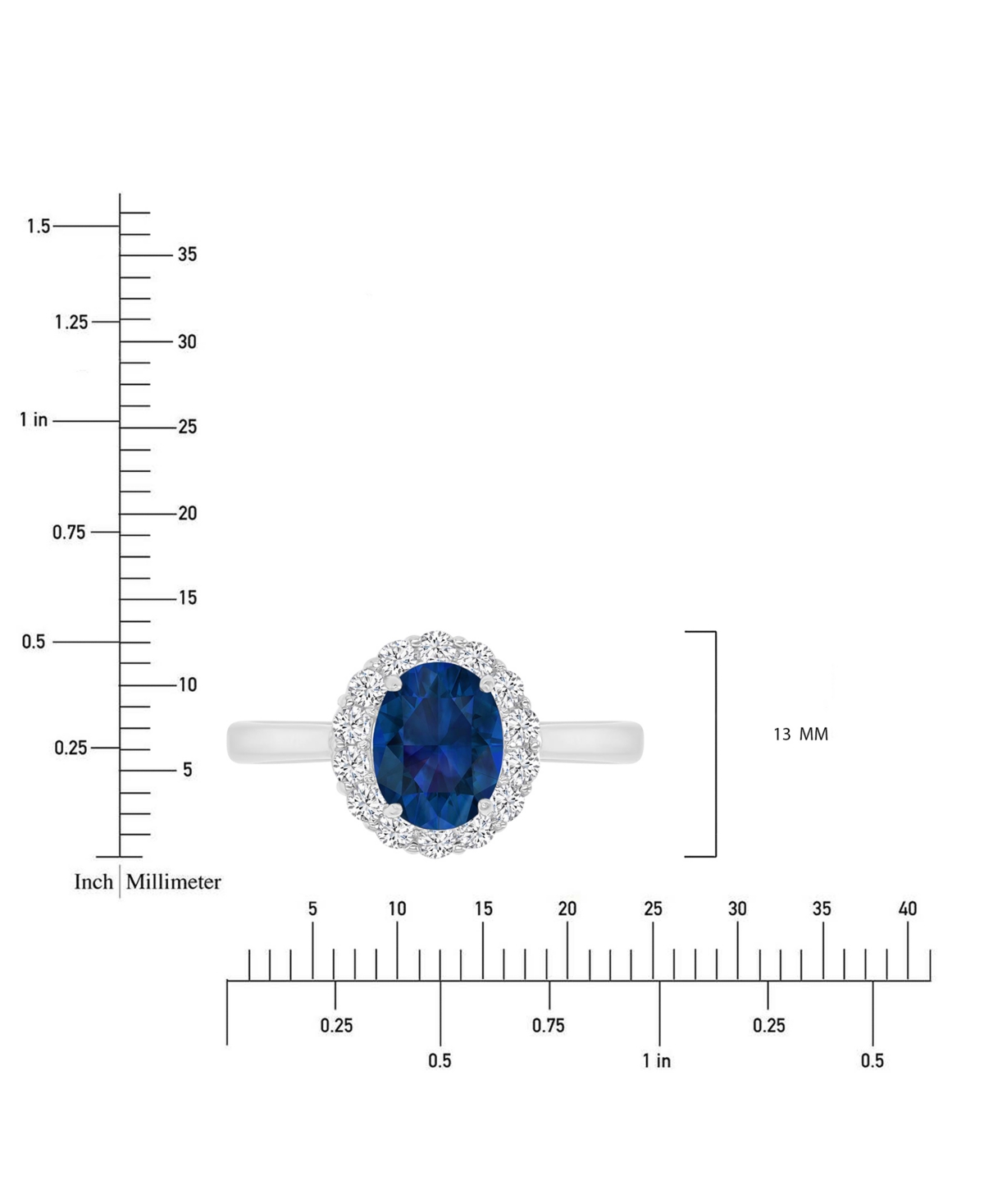 Macy's Red & White Cubic Zirconia Oval Halo Ring In Sterling Silver In Blue
