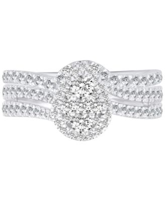 Diamond Pear Shaped Cluster Bridal Set (1 ct. t.w) in 14k White Gold