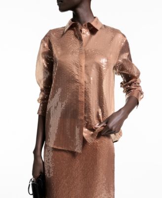Women's Semi-Transparent Sequined Shirt