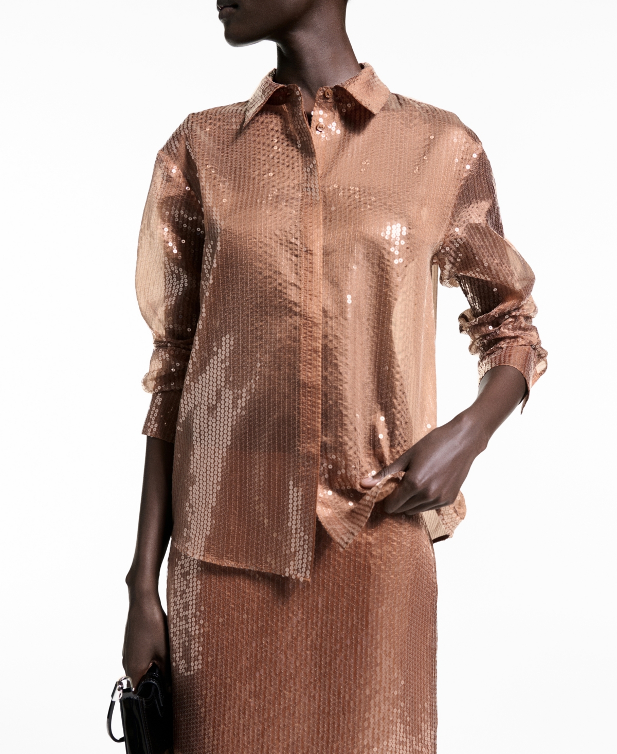 Mango Women's Semi-Transparent Sequined Shirt