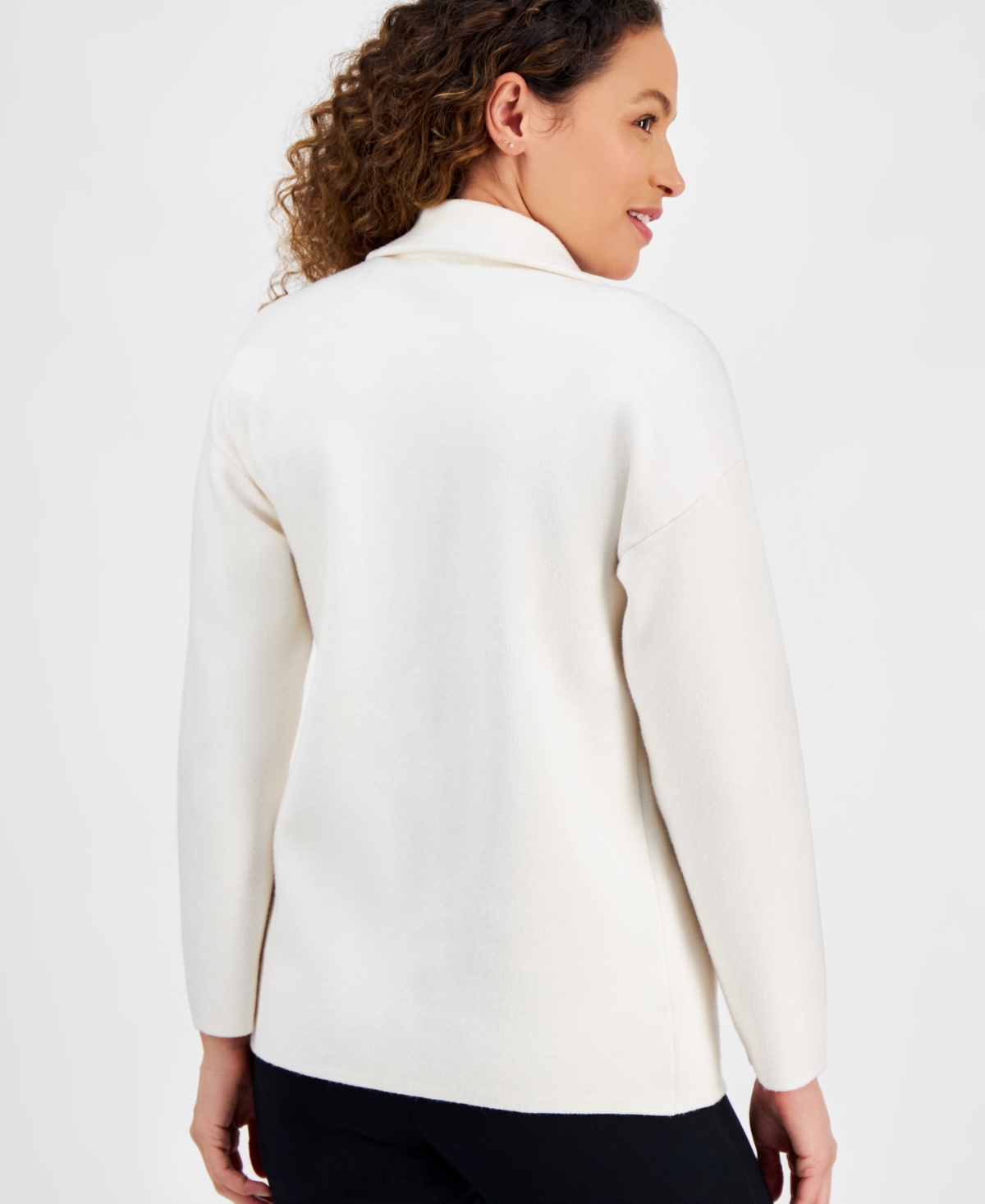 Shop Ak Anne Klein Petite Open-front Long-sleeve Blazer Cardigan In Anne White