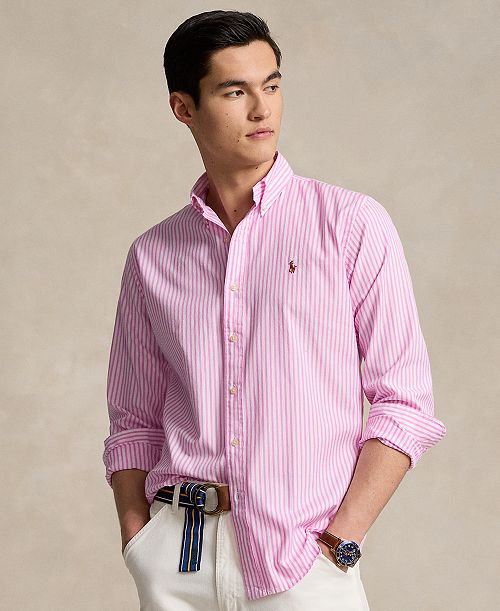 alfani Polo Ralph Lauren Men's Classic Fit Striped Stretch Oxford Shirt Men's Fashion & Accessories