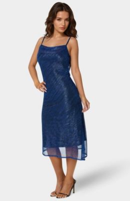 Women's Pleat Cowl Midi Dress