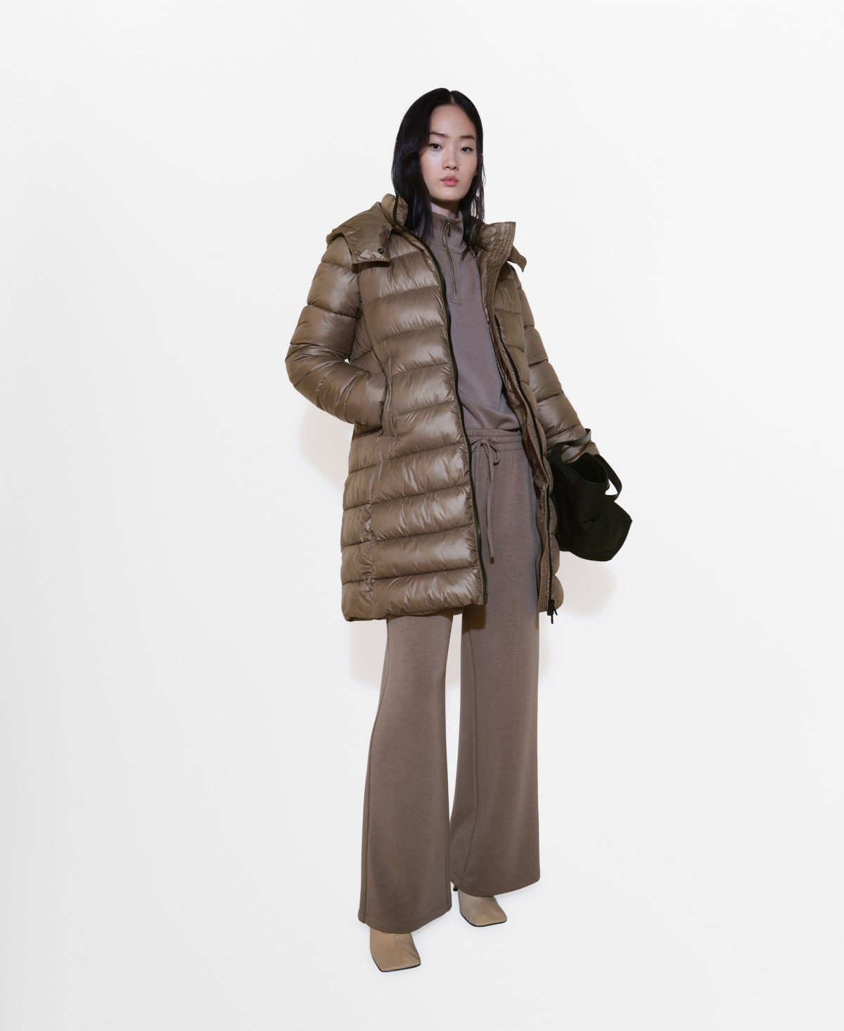 Mango Water-repellent Quilted Coat Medium Brown In Medium Brown