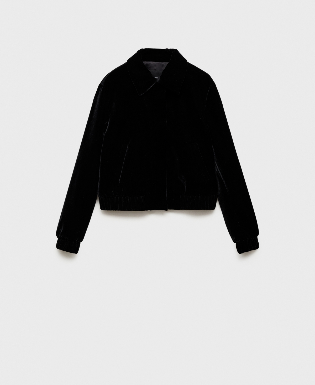 Shop Mango Women's Velvet Bomber Jacket In Black